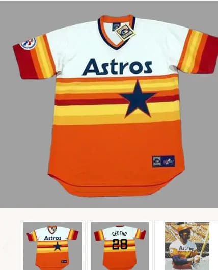 CESAR CEDENO Houston Astros 1976 Home Majestic Baseball Throwback Jersey