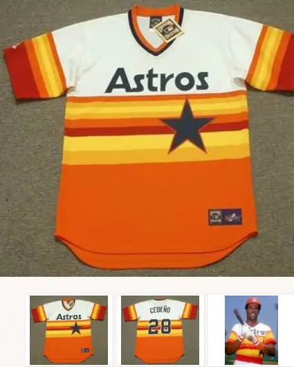 CESAR CEDENO Houston Astros 1980 Home Majestic Baseball Throwback Jersey