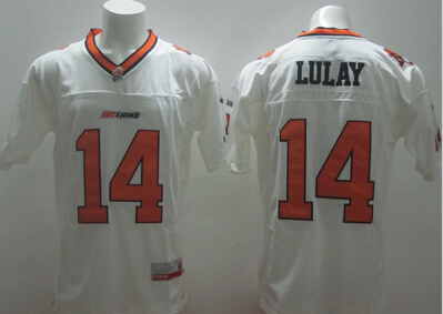 CFL BC Lions #14 Travis Lulay White Jersey