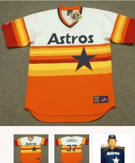 CHARLIE KERFELD Houston Astros 1986 Majestic Cooperstown Throwback Baseball Jersey
