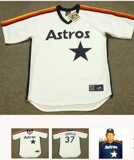 CHARLIE KERFELD Houston Astros 1987 Majestic Cooperstown Throwback Baseball Jersey