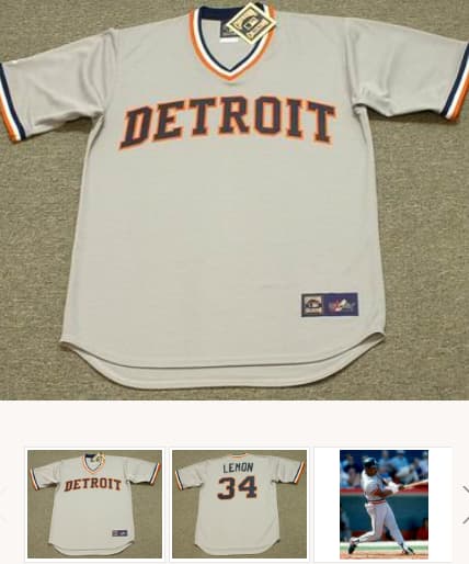 CHET LEMON Detroit Tigers 1984 Majestic Cooperstown Throwback Baseball Jersey