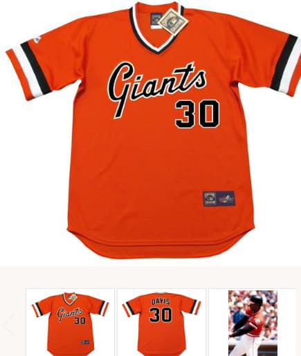 CHILI DAVIS San Francisco Giants 1982 Majestic Cooperstown Alternate Baseball Jersey