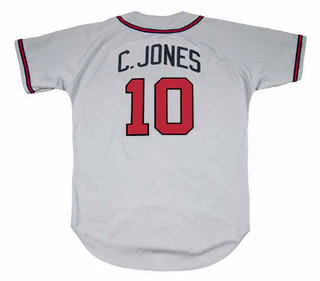 CHIPPER JONES Atlanta Braves 1995 Away Majestic Throwback Baseball Jersey