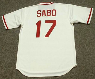 CHRIS SABO Cincinnati Reds 1990 Majestic Cooperstown Home Baseball Jersey