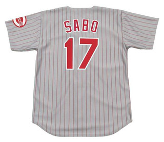 CHRIS SABO Cincinnati Reds 1993 Majestic Throwback Away Baseball Jersey
