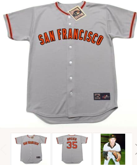 CHRIS SPEIER San Francisco Giants 1973 Majestic Cooperstown Away Baseball Jersey