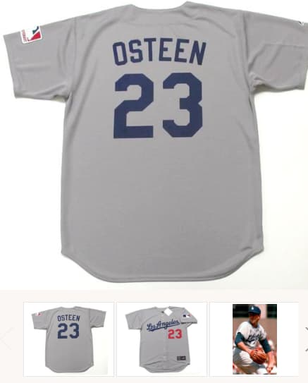 CLAUDE OSTEEN Los Angeles Dodgers 1969 Away Majestic Baseball Throwback Jersey