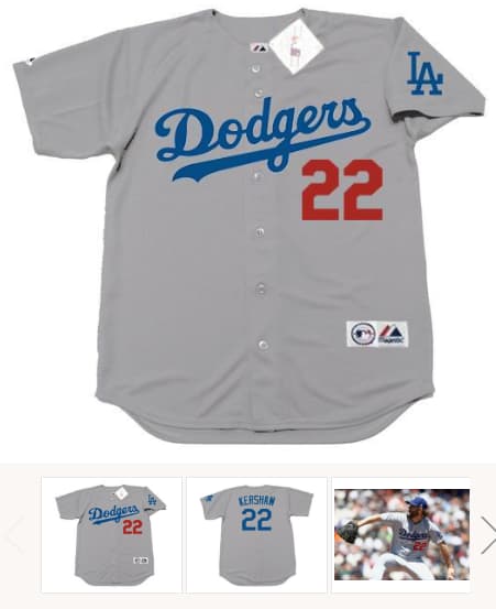 CLAYTON KERSHAW Los Angeles Dodgers 2016 Away Majestic Baseball Throwback Jersey