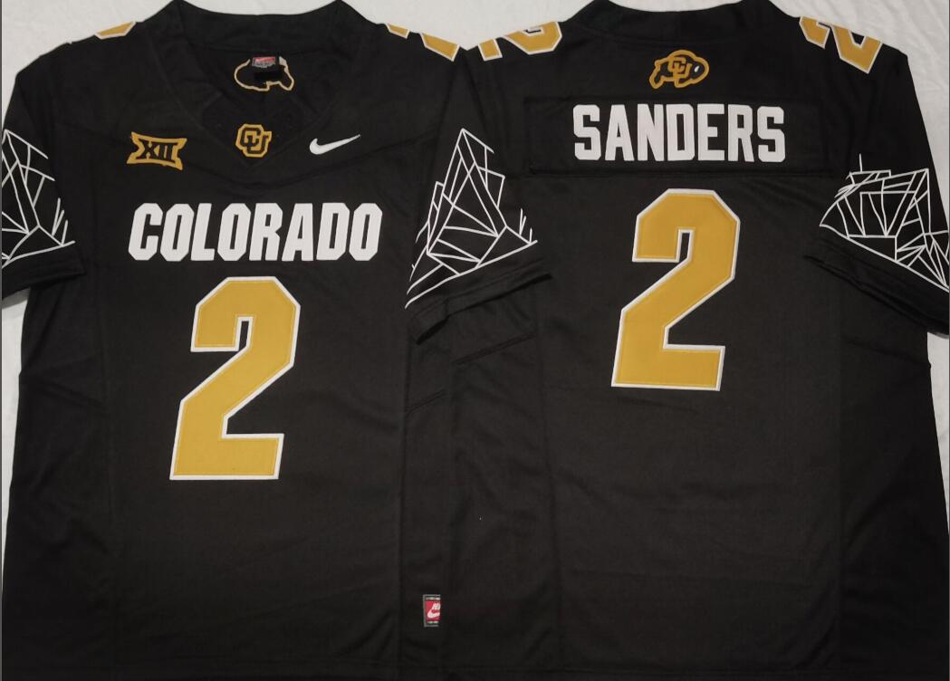 COLORADO BUFFALOES Black #2 SANDERS Jerseys