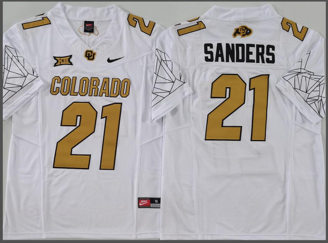 COLORADO BUFFALOES White #21 SANDERS Jersey