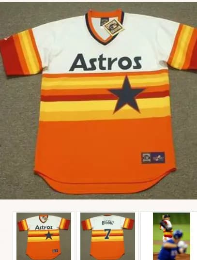 CRAIG BIGGIO Houston Astros 1980's Majestic Cooperstown Throwback Baseball Jersey