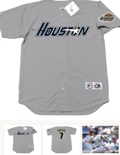 CRAIG BIGGIO Houston Astros 1994 Away Majestic Baseball Throwback Jersey