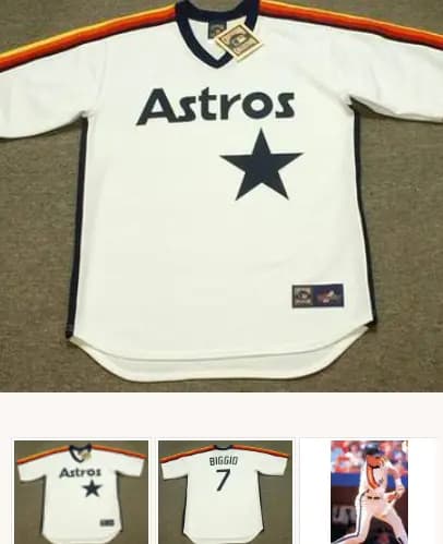 CRAIG BIGGIO Houston Astros Majestic Cooperstown Throwback Baseball Jersey