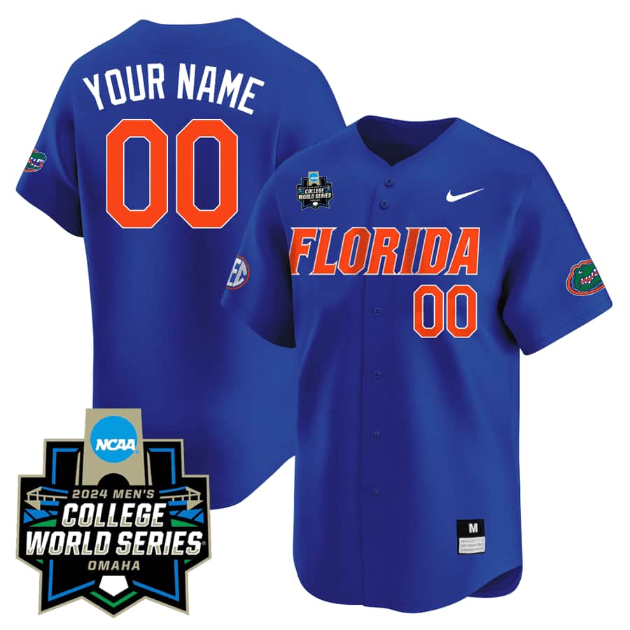 CUSTOM Men's Florida Gators 2324 Jersey - 2024 College World Series Patch - All Stitched