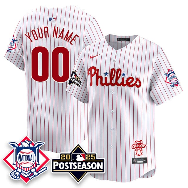CUSTOM Philadelphia Phillies 2025 Postseason   Jersey - All Stitched White