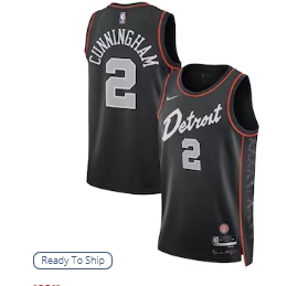 Cade Cunningham Detroit Pistons Nike Unisex 2023-24 Swingman Jersey - Black - City Edition