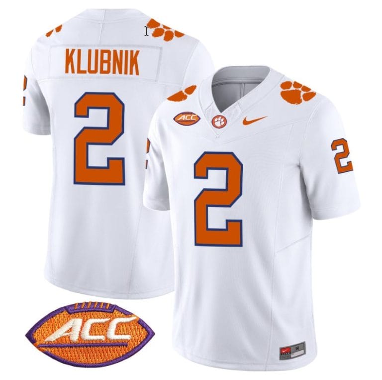 Cade Klubnik Jersey #2 Clemson Tigers Vapor Limited Acc Patch College Football Stitched White