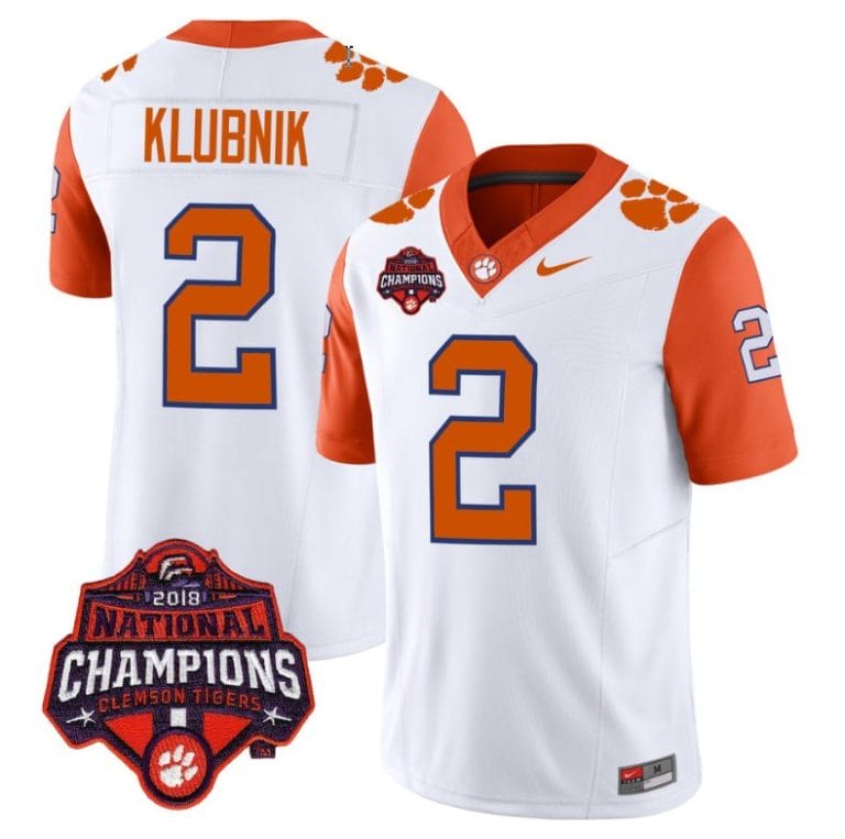 Cade Klubnik Jersey #2 Clemson Tigers Vapor Limited Champions Patch College Football Stitched Orange Sleeves