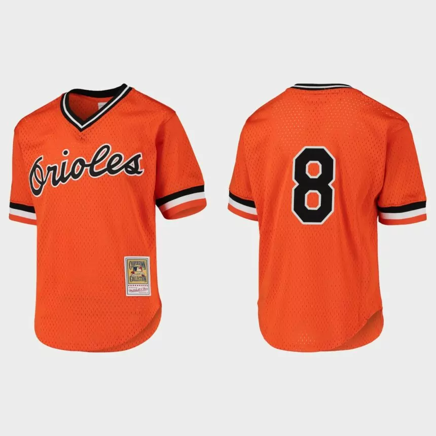 Cal Ripken Jr. #8 Baltimore Orioles Cooperstown Collection Mesh Batting Practice Jersey – Orange