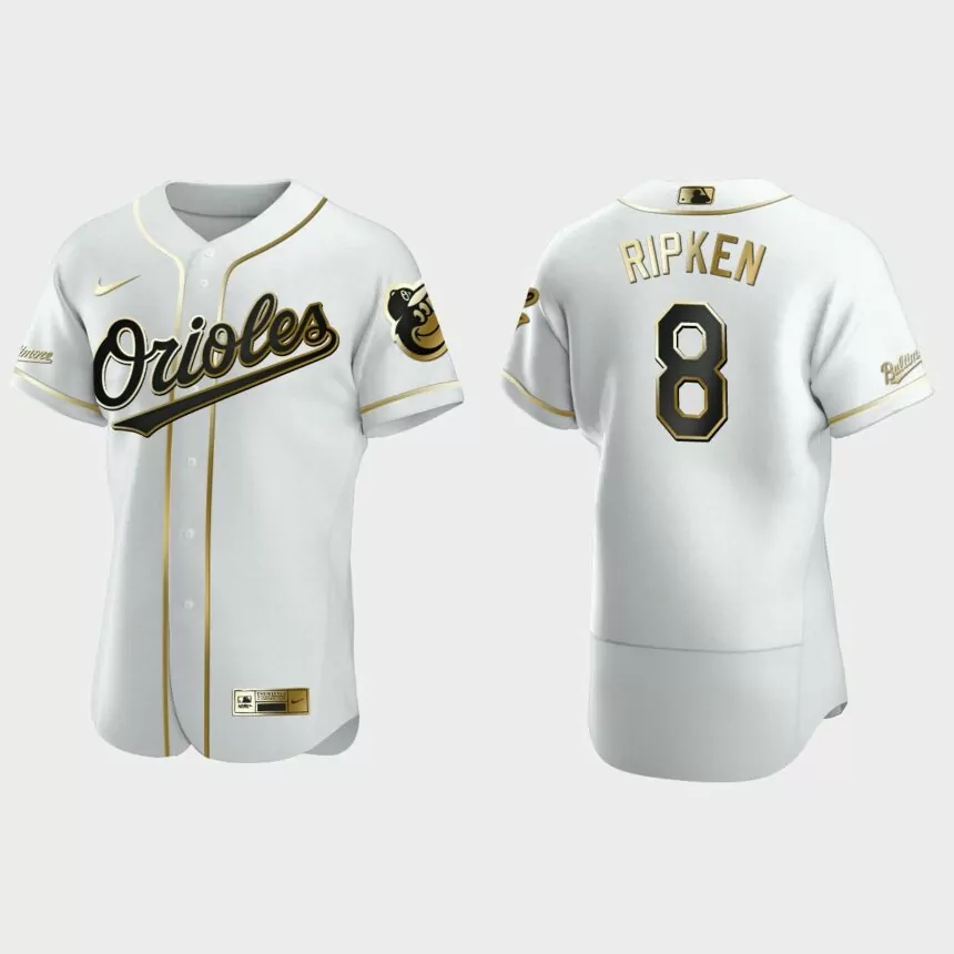 Cal Ripken Jr. #8 Baltimore Orioles Golden Edition Authentic Jersey – White