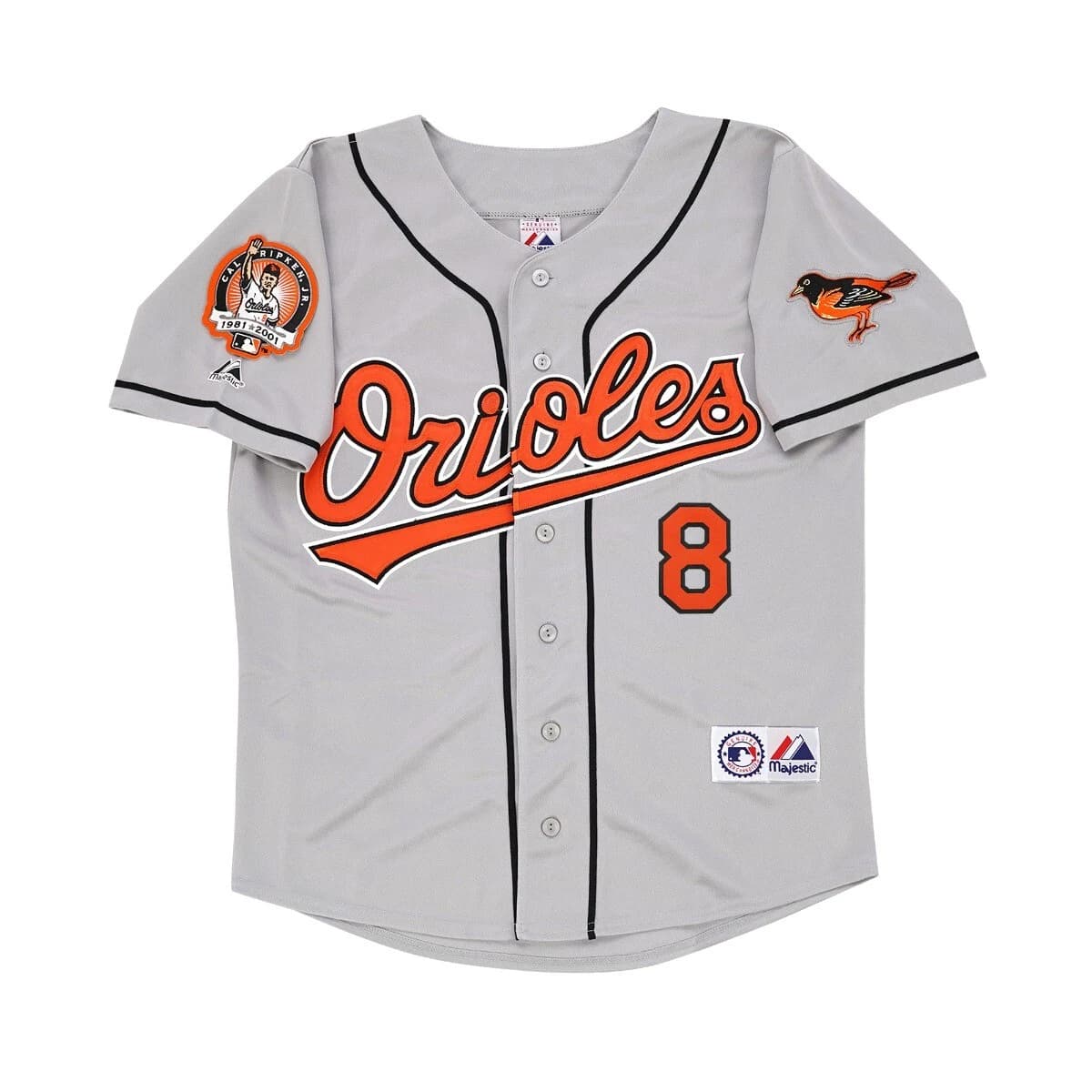 Cal Ripken Jr. 2001 Baltimore Orioles Grey Road Men's Jersey w Retirement Patch