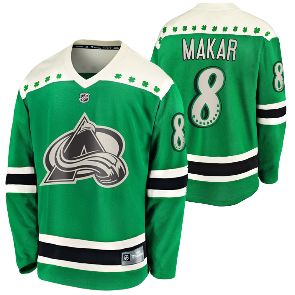 Cale Makar Avalanche 2021 St Patricks Day Green #8 Jersey