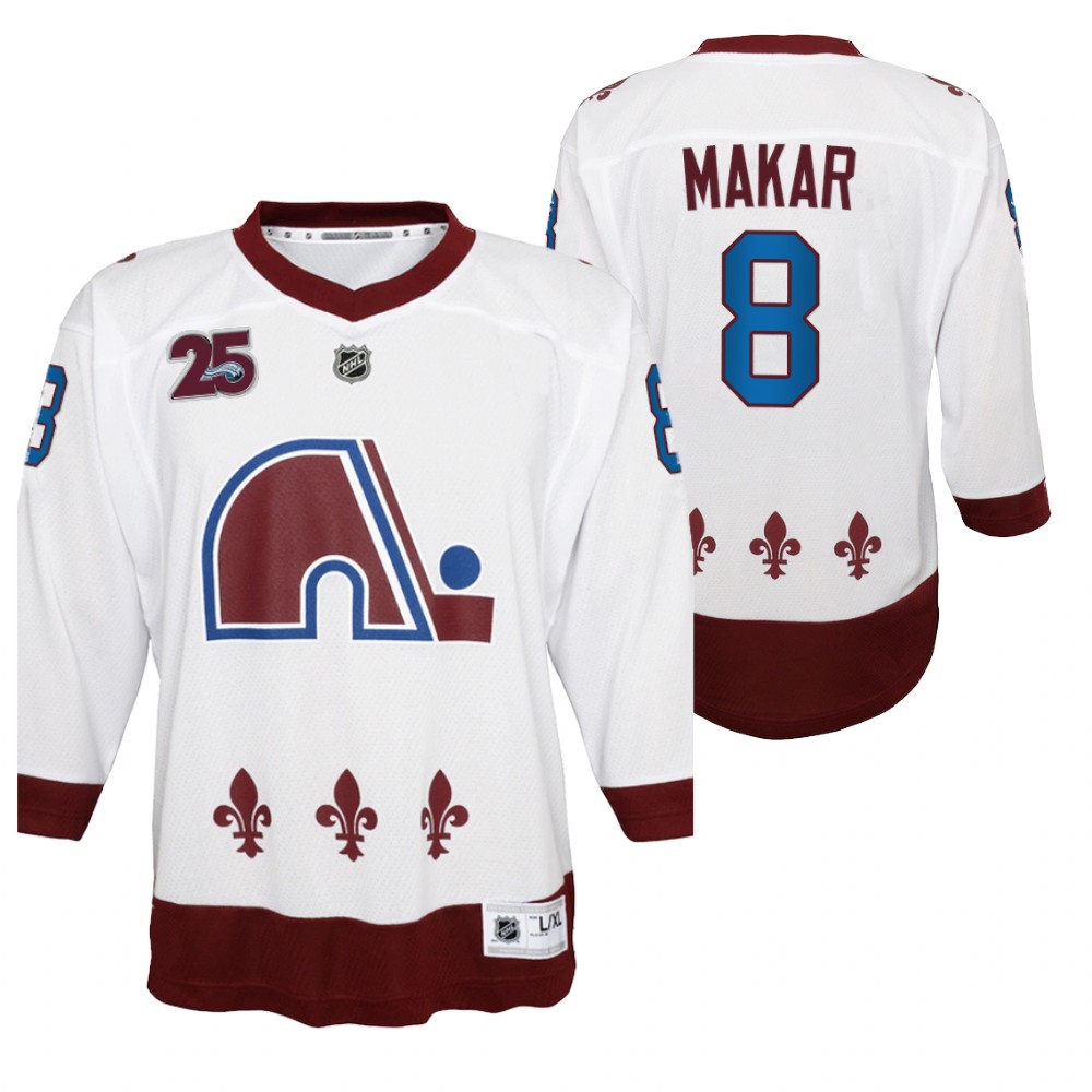Cale Makar Colorado Avalanche 2021 Reverse Retro White Youth Jersey 25th special Edition