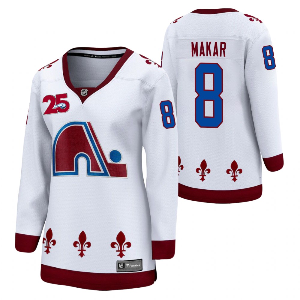 Cale Makar Colorado Avalanche Reverse Retro White Women's Jersey 25th Anniversary