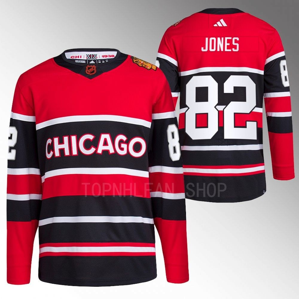 Caleb Jones 2022 Chicago Blackhawks Red Reverse Retro 2.0 Authentic Primegreen Jersey