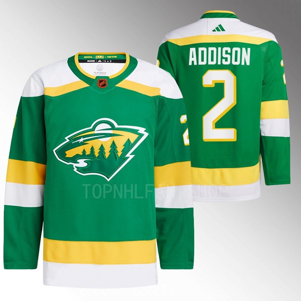 Calen Addison Minnesota Wild Reverse Retro 2.0 Authentic Pro Green 2022 Jersey