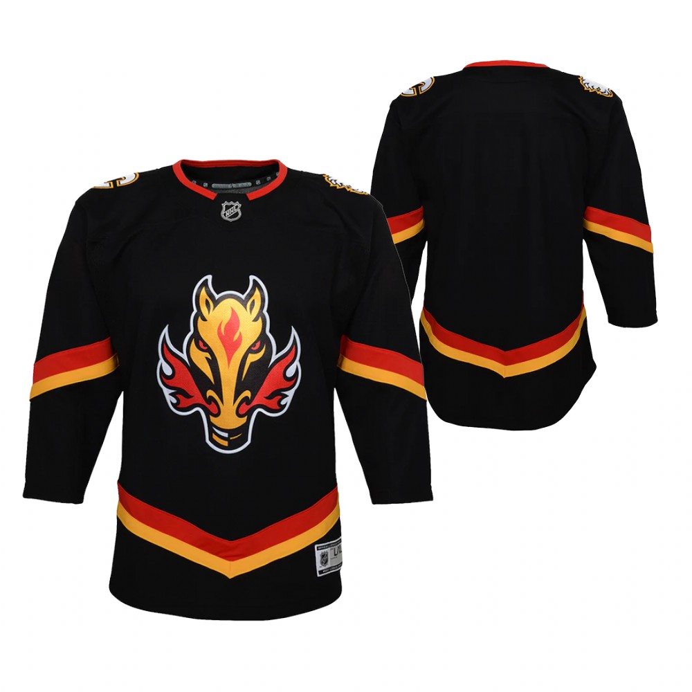 Calgary Flames 2021 Reverse Retro Black Youth Jersey Premier