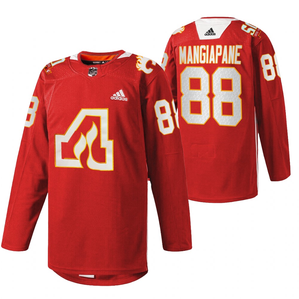 Calgary Flames Andrew Mangiapane Red 2022 50th Anniversary Warm-Up Jersey