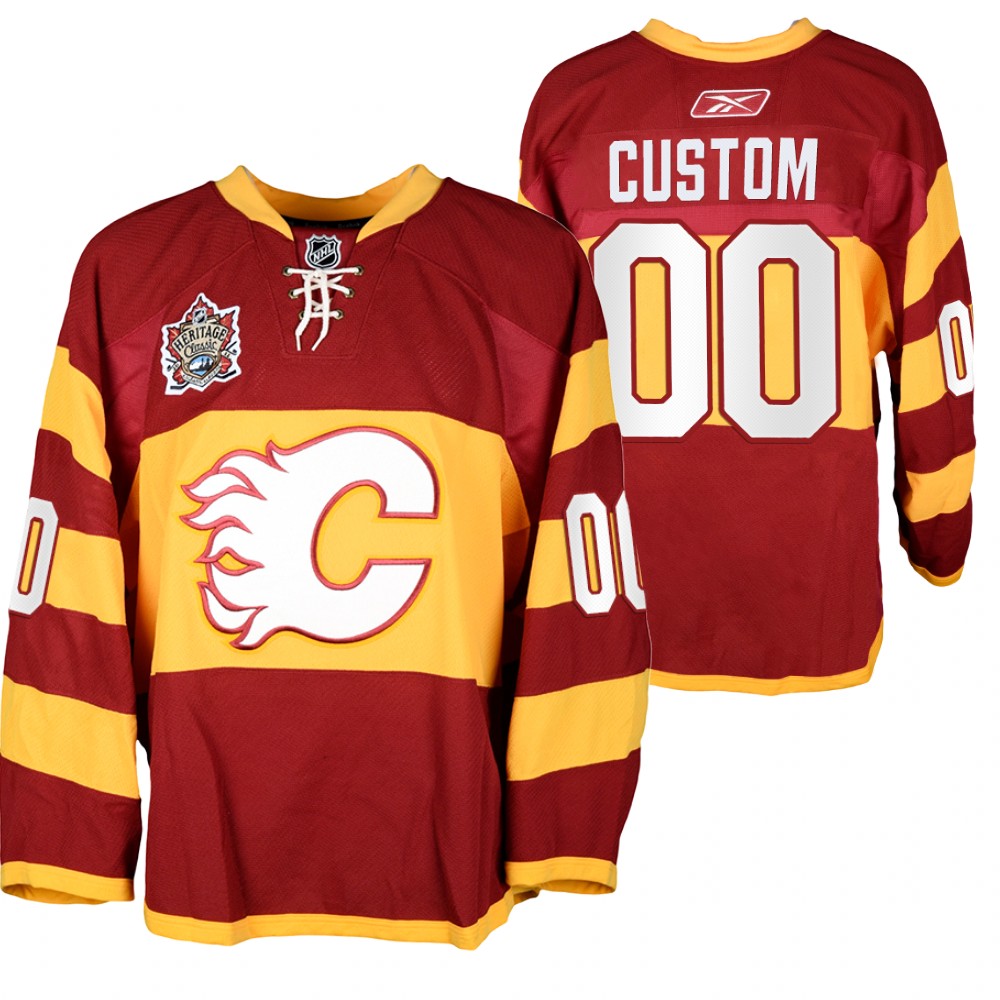 Calgary Flames Custom Heritage Classic 2011 Red Warm-Up Jersey