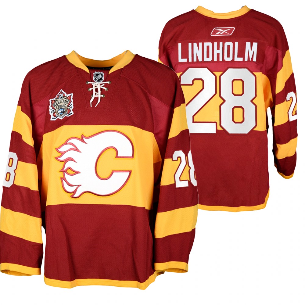 Calgary Flames Elias Lindholm Heritage Classic 2011 Red Warm-Up Jersey