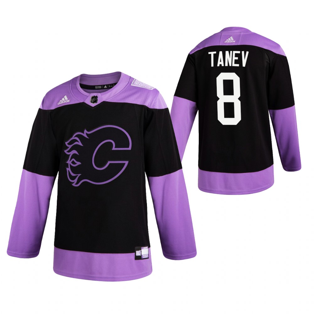 Calgary Flames HockeyFightsCancer Christopher Tanev Purple Jersey Authentic