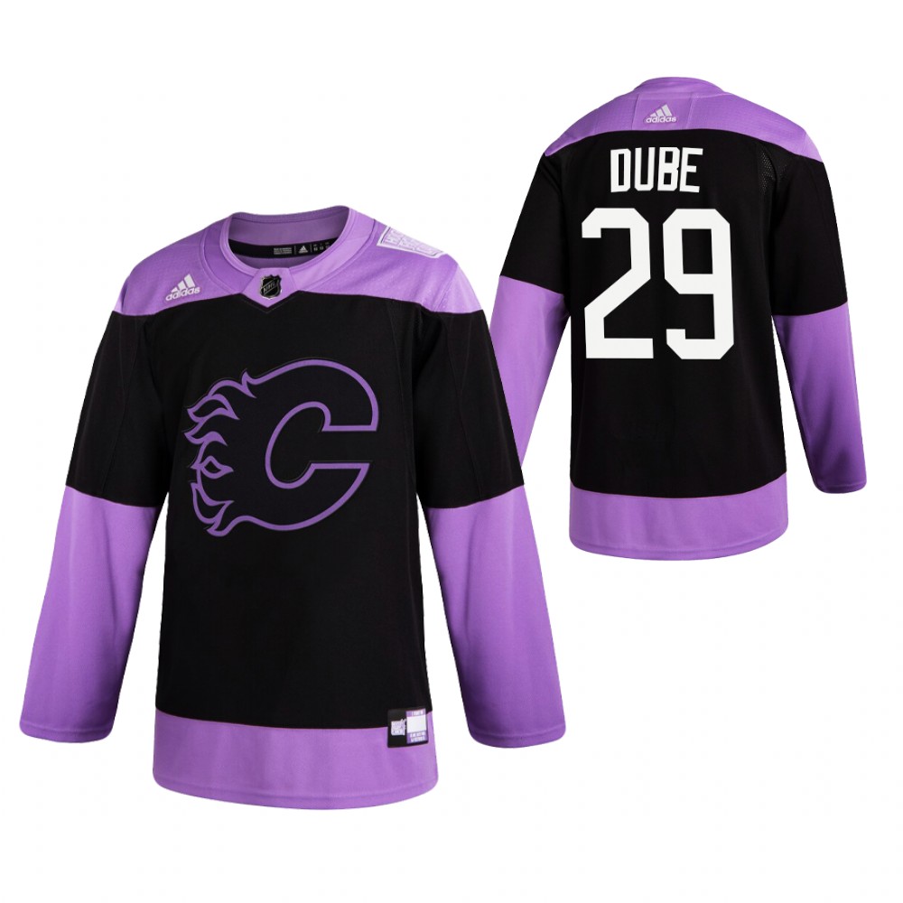 Calgary Flames HockeyFightsCancer Dillon Dube Purple Jersey Authentic
