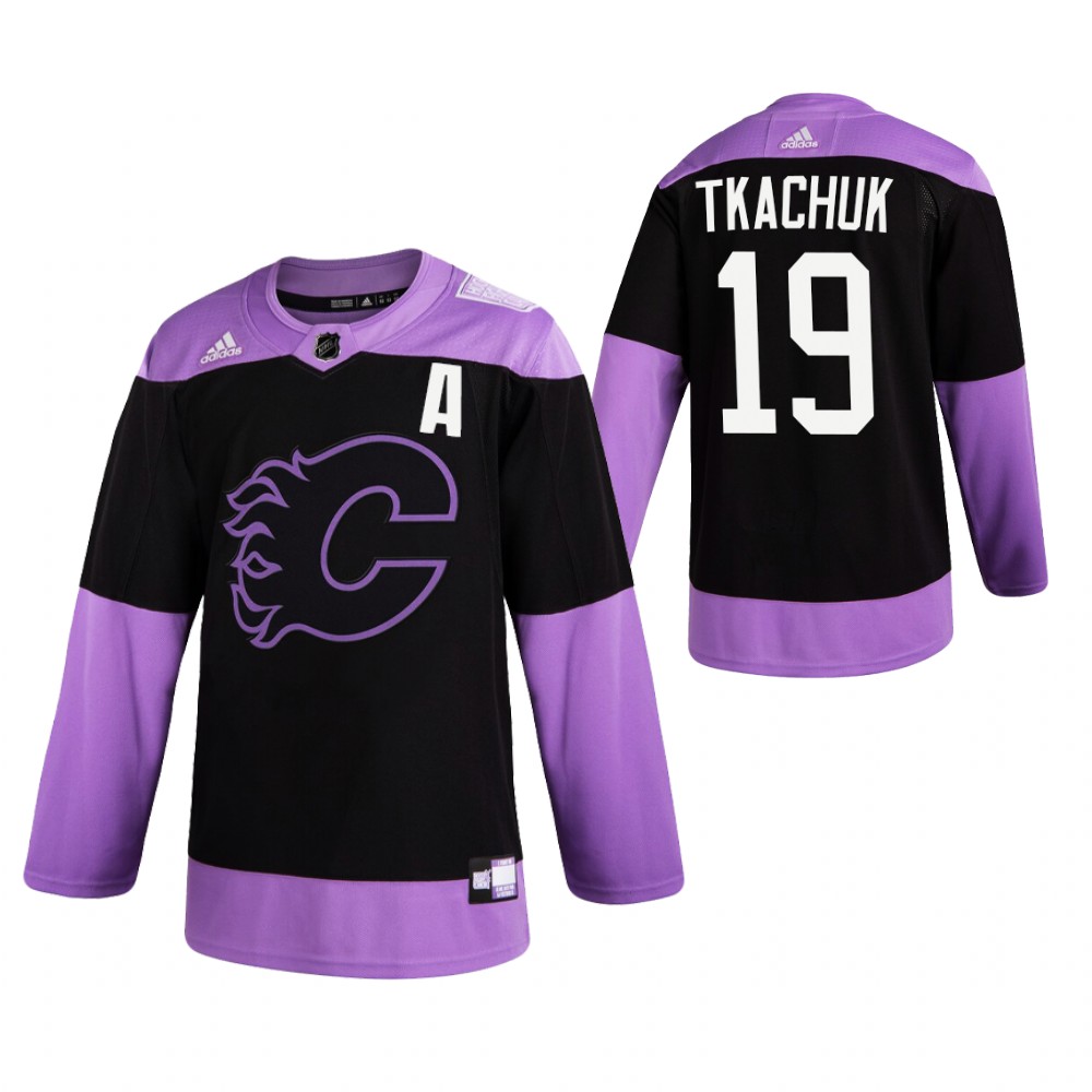 Calgary Flames HockeyFightsCancer Matthew Tkachuk Purple Jersey Authentic