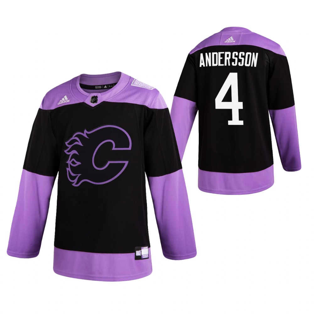 Calgary Flames HockeyFightsCancer Rasmus Andersson Purple Jersey Authentic