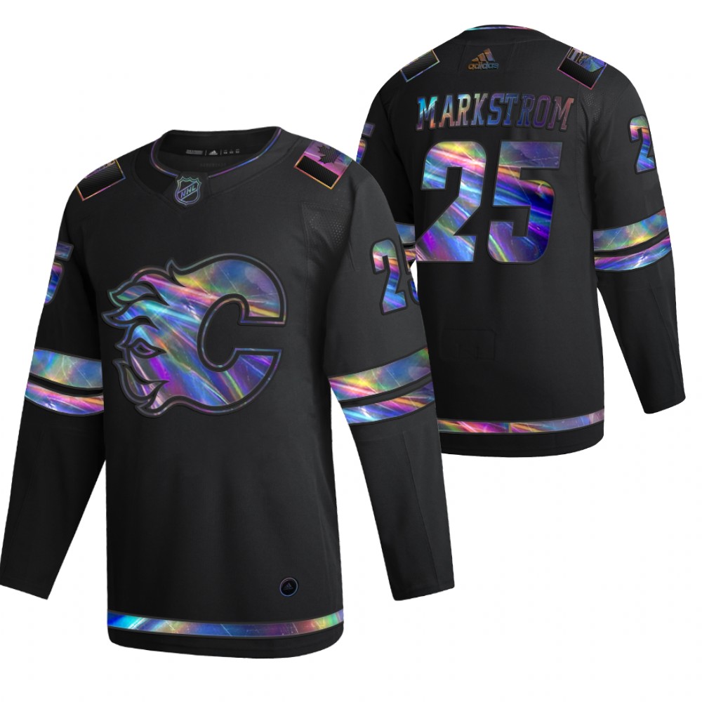 Calgary Flames Jacob Markstrom Black 2020-21 Iridescent Holographic Collection Authentic Jersey