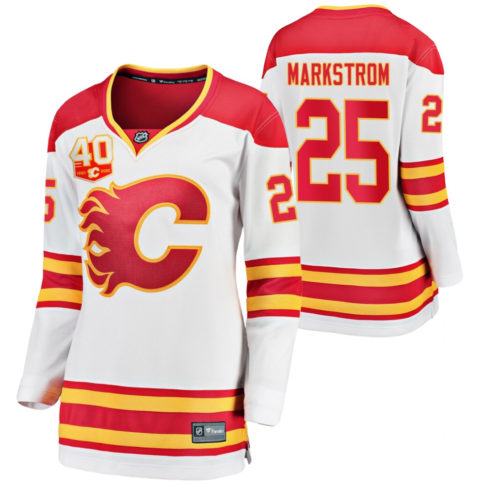 Calgary Flames Jacob Markstrom Women White 2020-21 Away Jersey