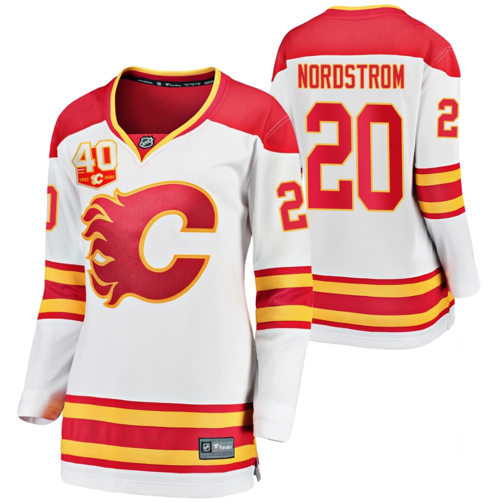 Calgary Flames Joakim Nordstrom Women White 2020-21 40th Anniversary Jersey