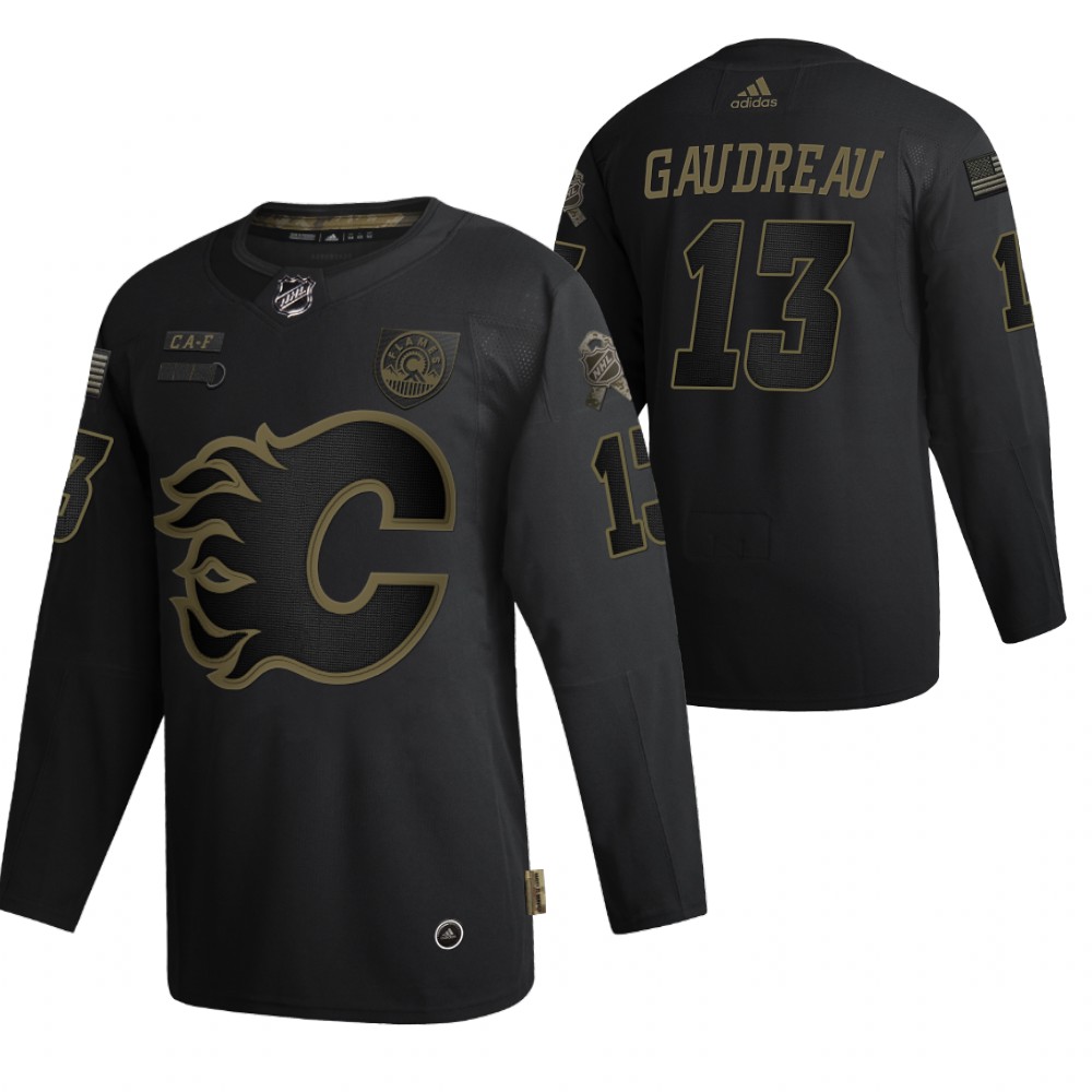 Calgary Flames Johnny Gaudreau Black 2020 Salute To Service Authentic Jersey