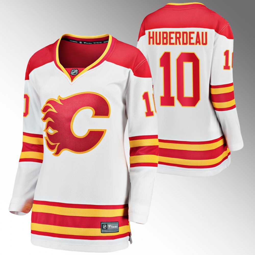Calgary Flames Jonathan Huberdeau Women White Away Jersey