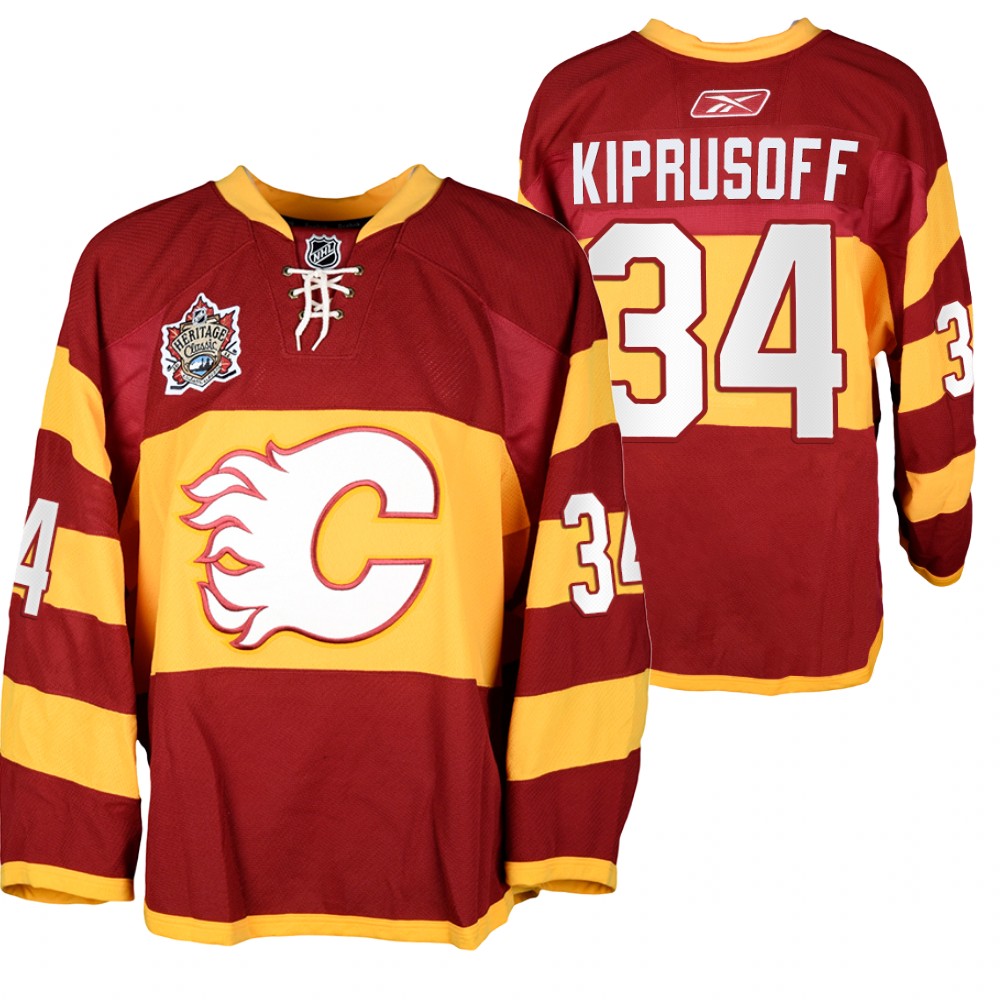 Calgary Flames Miikka Kiprusoff Heritage Classic 2011 Red Warm-Up Jersey