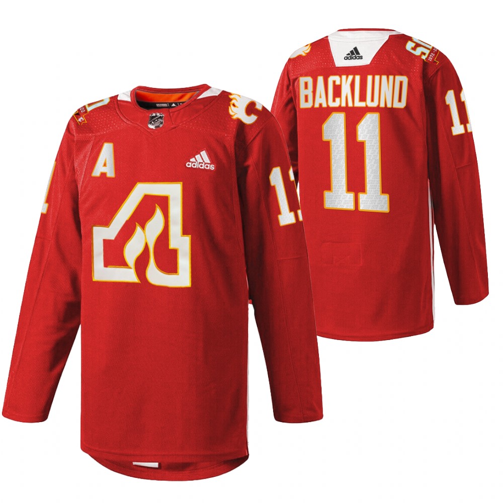 Calgary Flames Mikael Backlund Red 2022 50th Anniversary Warm-Up Jersey