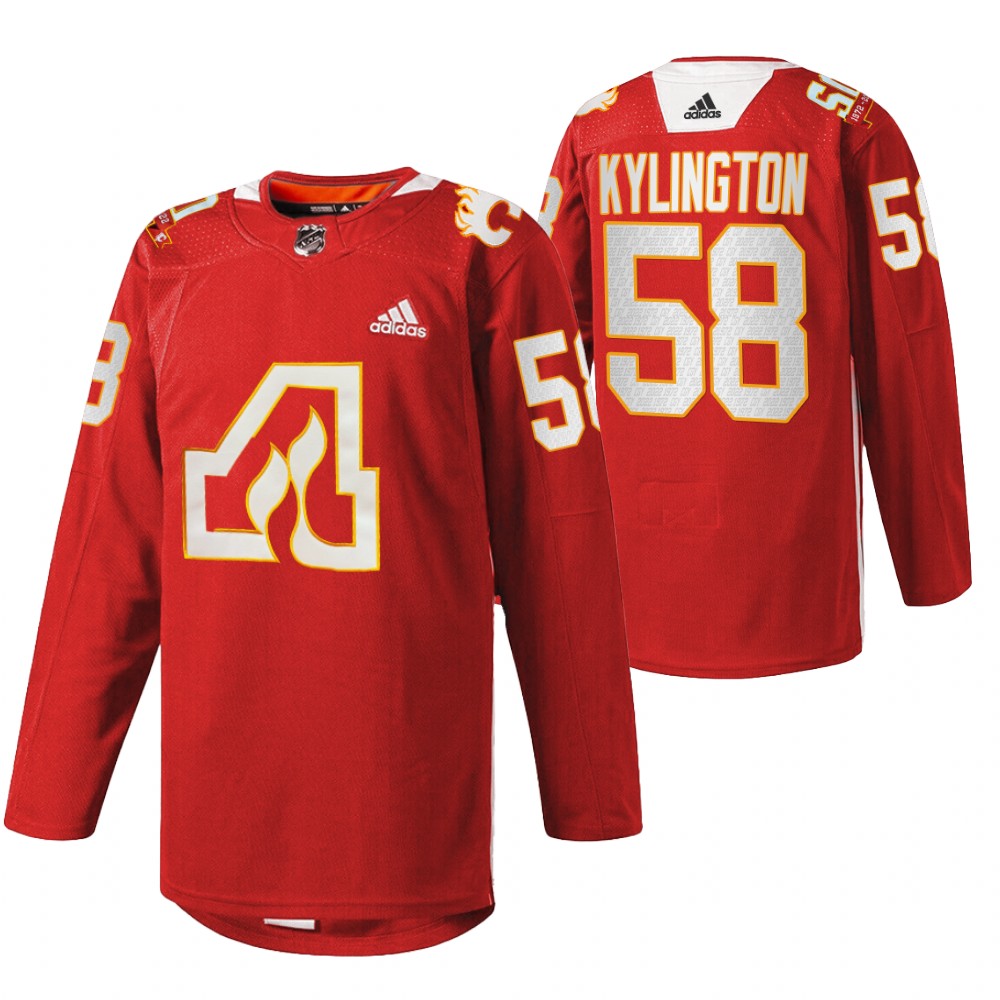 Calgary Flames Oliver Kylington Red 2022 50th Anniversary Warm-Up Jersey
