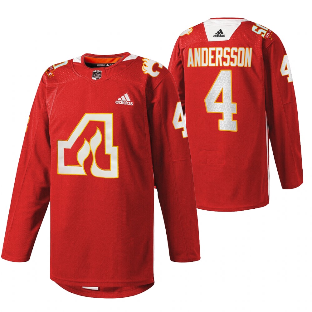 Calgary Flames Rasmus Andersson Red 2022 50th Anniversary Warm-Up Jersey