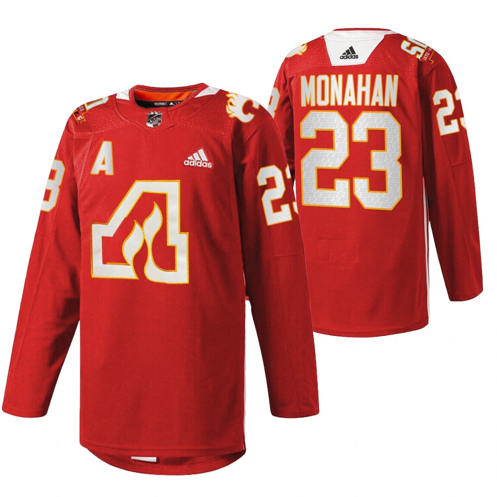 Calgary Flames Sean Monahan Red 2022 50th Anniversary Warm-Up Jersey