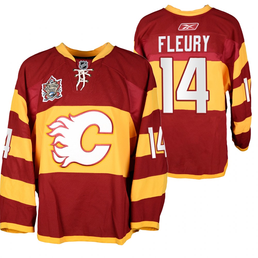 Calgary Flames Theoren Fleury Heritage Classic 2011 Red Warm-Up Jersey